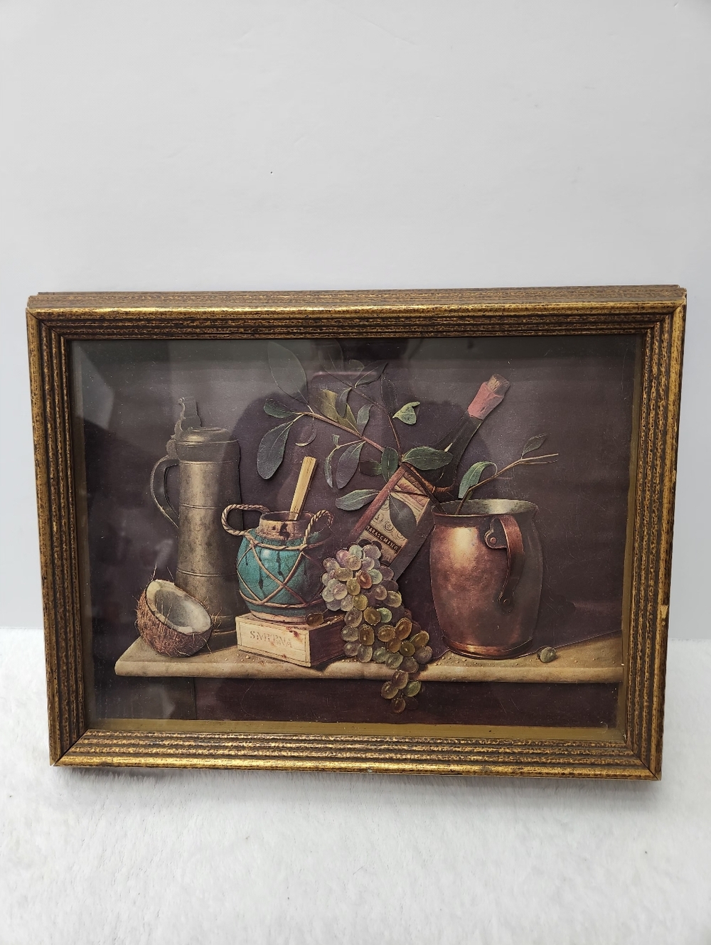 Vintage 3D Paper Tole Shadowbox Art – "Just Dessert" after William Harnett (1971